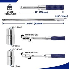 img 3 attached to 🔧 Универсальный набор ключей для колес - 4-сторонний ключ WORKPRO 15'', крестообразный, прочный ключ для колес с приводом 1/2'', мощный съемник болтов колес для легкого ремонта автомобильной шины