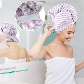 img 1 attached to 🔮 VIVOTE Microfiber Hair Towel - Ultra Absorbent, Fast Drying, Super Soft - Shower Hair Dry Wrap Towel for Long Curly Hair - Anti Frizz - 21.5 x 43 Inch (Light Purple)