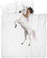 🦄 snurk full queen unicorn duvet cover and pillowcase set: a soft and 100% cotton bedding option for kids and teens logo