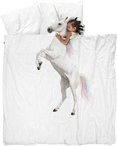 img 4 attached to 🦄 Snurk Full Queen Unicorn Duvet Cover and Pillowcase Set: A Soft and 100% Cotton Bedding Option for Kids and Teens