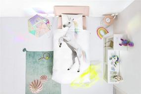 img 2 attached to 🦄 Snurk Full Queen Unicorn Duvet Cover and Pillowcase Set: A Soft and 100% Cotton Bedding Option for Kids and Teens