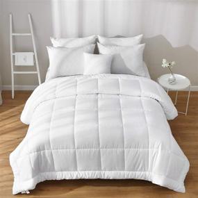 img 3 attached to 🛏️ ILAVANDE Microfiber Queen Comforter: Luxuriously Soft Bedding for Winter - Down Alternative Quilted Comforter, Queen Size - Machine Washable, White