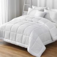 🛏️ ilavande microfiber queen comforter: luxuriously soft bedding for winter - down alternative quilted comforter, queen size - machine washable, white logo