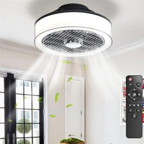 img 4 attached to 🌀 IYUNXI Modern Ceiling Fan with Lights 16 Inch - Remote Control, Dimmable, 7 Blades, Enclosed Grill, 72W, Low Profile, White Flush Mount - Ideal for Bedroom, Porch