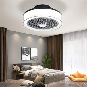 img 3 attached to 🌀 IYUNXI Modern Ceiling Fan with Lights 16 Inch - Remote Control, Dimmable, 7 Blades, Enclosed Grill, 72W, Low Profile, White Flush Mount - Ideal for Bedroom, Porch