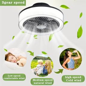 img 1 attached to 🌀 IYUNXI Modern Ceiling Fan with Lights 16 Inch - Remote Control, Dimmable, 7 Blades, Enclosed Grill, 72W, Low Profile, White Flush Mount - Ideal for Bedroom, Porch