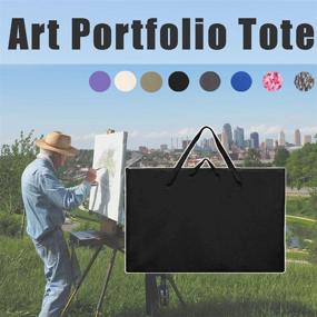 img 3 attached to 🎨 Premium Large Size Art Portfolio Tote: Lightweight, Waterproof Storage Bag (24"x36") for Student Artwork & Artist - Nylon Shoulder Strap Included