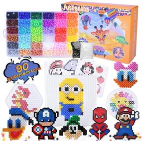 img 4 attached to 🎨 Longruner 10000: 36 Color Fuse Beads Kit for Kids - DIY Art Craft Toys with 4 Pegboards, 60 Pattern Paper, B, 10000pcs