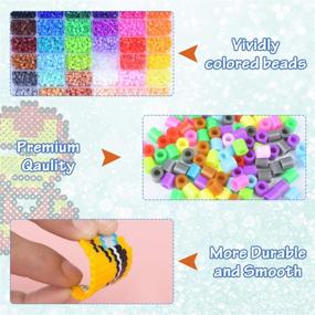 img 1 attached to 🎨 Longruner 10000: 36 Color Fuse Beads Kit for Kids - DIY Art Craft Toys with 4 Pegboards, 60 Pattern Paper, B, 10000pcs