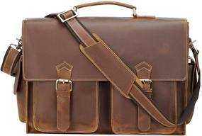 img 1 attached to 👜 Texbo Men's Full Grain Leather Laptop Messenger Briefcase Bag 17.3" - Thick Cowhide, YKK Zippers (Light Brown)