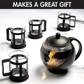 img 2 attached to Primula Half Moon Teapot Set: 4 Tea Cups, Removable Infuser, Glass Tea Maker, Stainless Steel Filter, Dishwasher Safe - 40-Ounce Tea Gift Set for 4 Adults