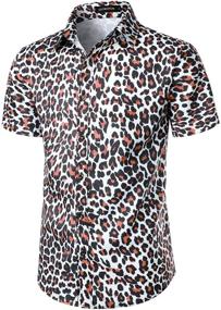 img 3 attached to 🐆 Stylish Leopard Print Hipster Sleeve Button Men's Clothing and Shirts by LucMatton