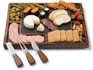 🧀 shanik acacia cheese board set - upgraded square shaped charcuterie set, cheese platter with double sided slate, handcrafted design and stainless steel cutlery set - ideal for every occasion logo