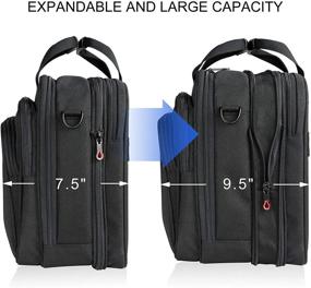 img 3 attached to 🎒 KROSER 17.3" Laptop Bag Expandable Lightweight Briefcase - Premium Business Work Bag Water-Repellent Messenger Bag with RFID Pockets for School, Travel - Unisex, Black