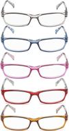 stylish rectangular women's reading glasses - set of 5 pairs for ladies, fashionable eyeglasses readers logo