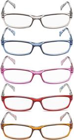 img 4 attached to Stylish Rectangular Women's Reading Glasses - Set of 5 Pairs for Ladies, Fashionable Eyeglasses Readers