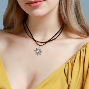 img 1 attached to 🌙 Glamorous MJartoria Gothic Choker Necklace with Native American Bohemian Sun Charm - Handmade PU Leather Exuding Style and Elegance