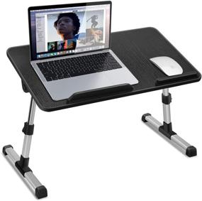 img 3 attached to 💻 Flexzion Laptop Tray Bed Desk: Adjustable Folding Stand for Sofa, Bed, Table & Writing - Black S