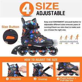 img 2 attached to Adjustable Inline Skates for Kids with Light up Wheels - Roller Blades for Girls, Boys & Women (FIHUNY)