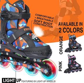 img 1 attached to Adjustable Inline Skates for Kids with Light up Wheels - Roller Blades for Girls, Boys & Women (FIHUNY)