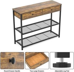 img 2 attached to Ecoprsio Narrow Long Console Table with Drawers and Storage Shelves for Entryway, Living Room, Kitchen - 40 Inch Rustic Brown Industrial Sofa Table for Front Hall, Hallway, Sofa, Couch