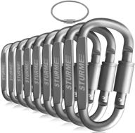 sturme large aluminum carabiner clip set - durable, strong, lightweight, and locking d-ring hooks for outdoor camping - screw gate lock, spring link design - improved pack (9 pack) логотип