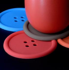 img 4 attached to 🍺 Premium Non-Slip Silicone Button Coasters: Resistant & Stylish Drink Accessories