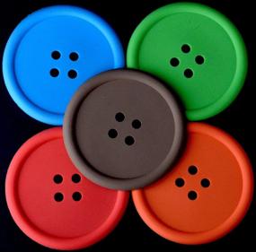 img 1 attached to 🍺 Premium Non-Slip Silicone Button Coasters: Resistant & Stylish Drink Accessories