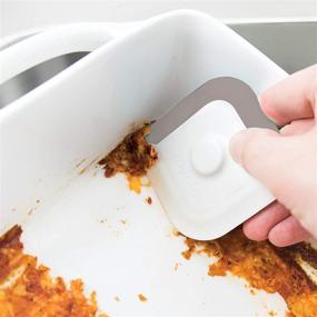 img 1 attached to 🧽 Tovolo Sink Buddy: 2-in-1 Double-Ended Nylon Pan Scraper & Silicone Squeegee - BPA-Free Dish Scraper With Integrated Magnetic Storage, Scratch-Resistant Tool for Efficient Dishwashing - Charcoal/White