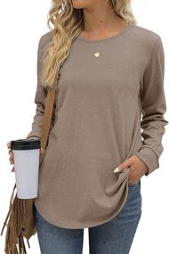 img 4 attached to Aokosor Women's Long Sleeve Tops - Casual Crewneck Tunic Sweatshirts for Leggings