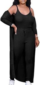 img 4 attached to LKOUS Womens Causal Rib Knit Cardigan Women's Clothing for Jumpsuits, Rompers & Overalls