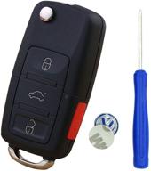 vw volkswagen uncut blade keyless remote key fob shell case 🔑 - no chips, black | jetta passat golf beetle rabbit gti cc eos logo