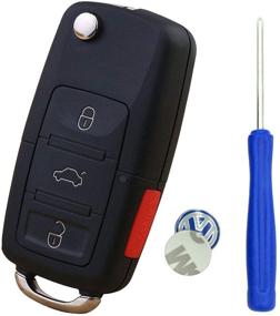 img 4 attached to VW Volkswagen Uncut Blade Keyless Remote Key Fob Shell Case 🔑 - No Chips, Black | Jetta Passat Golf Beetle Rabbit GTI CC EOS