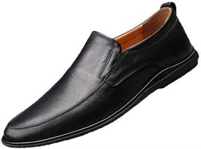 img 4 attached to Оригинальная кожаная красно-коричневая обувь Otamise Driving для мужчин на мокасинах и без застежки