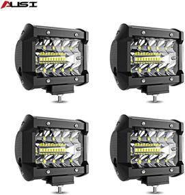 img 4 attached to 🚗 AUSI LED Pods - 4 Inch 60W Off Road LED Light Bar with Triple Row Spot Flood Beam - Enhanced LED Fog Lights & Work Lights for Trucks, Polaris, Boats, Pickup SUV, UTV, ATV (4 Pack)