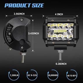 img 3 attached to 🚗 AUSI LED Подрули - 4 дюйма 60W светодиодная панель для автобана с триплетным рядом светового пятна и затопления - улучшенные светодиодные противотуманные фары и рабочие фары для грузовиков, световых джипов Поларис, лодок, пикапов, вездеходов и квадроциклов (4 штуки)