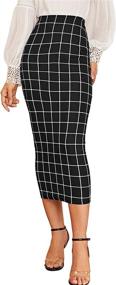 img 4 attached to 👗 Verdusa Women's Plaid Bodycon Midi Skirt with Elastic Waist - Elegant Style