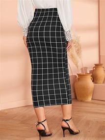 img 3 attached to 👗 Verdusa Women's Plaid Bodycon Midi Skirt with Elastic Waist - Elegant Style