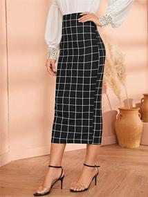 img 2 attached to 👗 Verdusa Women's Plaid Bodycon Midi Skirt with Elastic Waist - Elegant Style