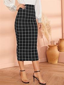 img 1 attached to 👗 Verdusa Women's Plaid Bodycon Midi Skirt with Elastic Waist - Elegant Style