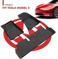 🚗 bougerv all-weather floor mats for tesla model 3 2017-2020 - 3d full coverage liners, waterproof tpe odourless rubber, carpet set with the largest coverage logo