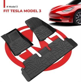 img 4 attached to 🚗 BougeRV Всепогодные коврики для Tesla Model 3 2017-2020 - 3D Полное покрытие, водонепроницаемый беззапаховый резиновый TPE, набор ковров с наибольшим покрытием