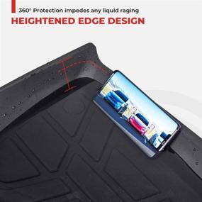 img 1 attached to 🚗 BougeRV Всепогодные коврики для Tesla Model 3 2017-2020 - 3D Полное покрытие, водонепроницаемый беззапаховый резиновый TPE, набор ковров с наибольшим покрытием