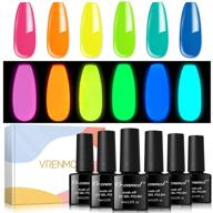 vrenmol glow in the dark gel nail polish set - 6 colors luminous neon gel polish set with soak off uv glow effect - halloween nail art kit logo