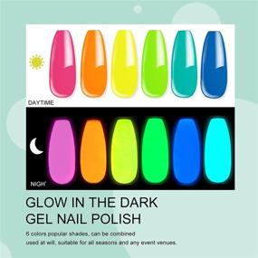 img 3 attached to Vrenmol Glow in the Dark Gel Nail Polish Set - 6 Colors Luminous Neon Gel Polish Set with Soak Off UV Glow Effect - Halloween Nail Art Kit