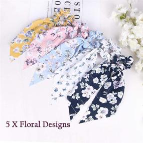 img 3 attached to 🌸 Set of 12 Hair Scrunchies with Chiffon Floral Designs - Versatile Vintage Accessories for Women and Girls, Perfect as Ponytail Holders or Hair Bands