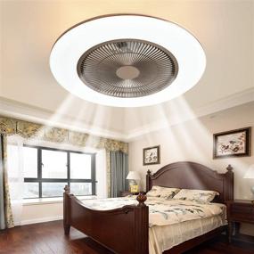 img 4 attached to 🌀 IYUNXI 22-Inch Low Profile Enclosed Ceiling Fan with Lights, Remote Control, Invisible Blades, Flush Mount Design for Kids Bedroom, Round LED Light with 3-Color Dimming, 3-Gear Wind Speed, Smart Timing