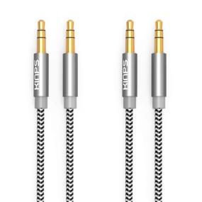 img 4 attached to 🎧 KINPS 3.5mm Stereo Audio Cable, Male to Male Aux Cord for Phones, Headphones, Speakers, Tablets, PCs, MP3 Players and More - 2 Pack, 10FT/3M, Gray