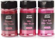 let's resin red glitter powder set: fine glitter powder with 3 theme colors, perfect for resin, slime, tumblers, and painting arts logo