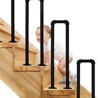 🔒 industrial wrought iron stair handrail: matte black u-shaped railing for safety and support indoor/outdoor - ideal for gardens, lofts, corridors, villas, hotels, elderly and children's safety logo